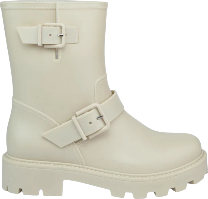 Bota con hebillas color beige