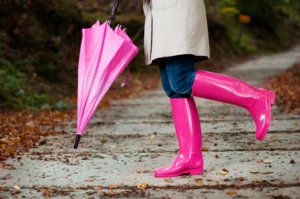 Botas rosas de lluvia para mujer