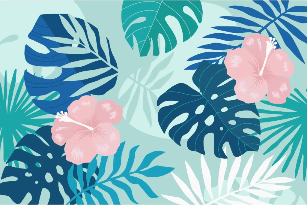 Fondo azul de Stitch con flores