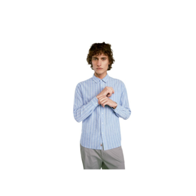 Camisa para hombre manga larga con estampado de rayas