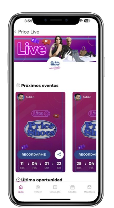 Price Live vista app