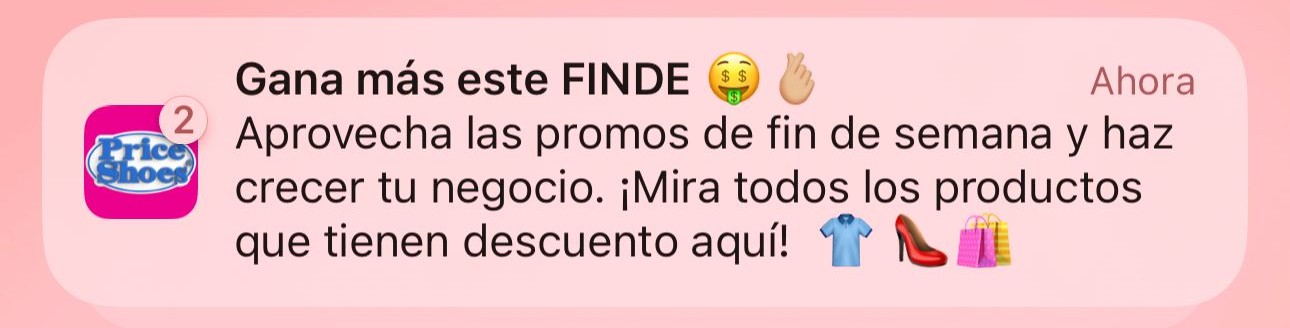 Vista Push Notification Promo Finde