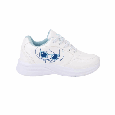 Tenis blanco escolar para niño coon estampado de Stitch
