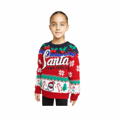 Suéter navideño niña Suéter navideño unisex con la palabra "Santa" al frente
