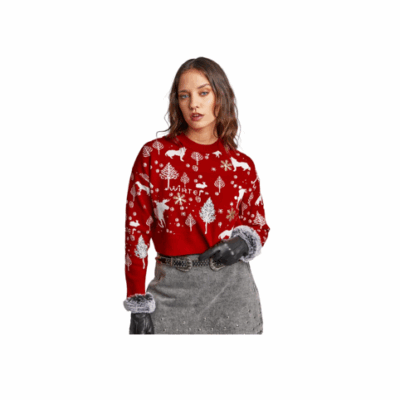Suéter navideño para mujer Suéter navideño en color rojo estampado para mujer