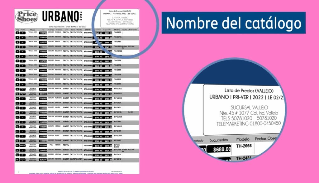 Lista de precios Price Shoes