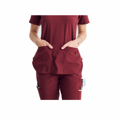 Filipina de mujer color vino con bolsillos